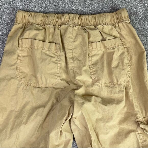 Aerie Cargo Pants Women’s Medium Tan Straight High Rise Elastic Waist Drawstring - Picture 4 of 15